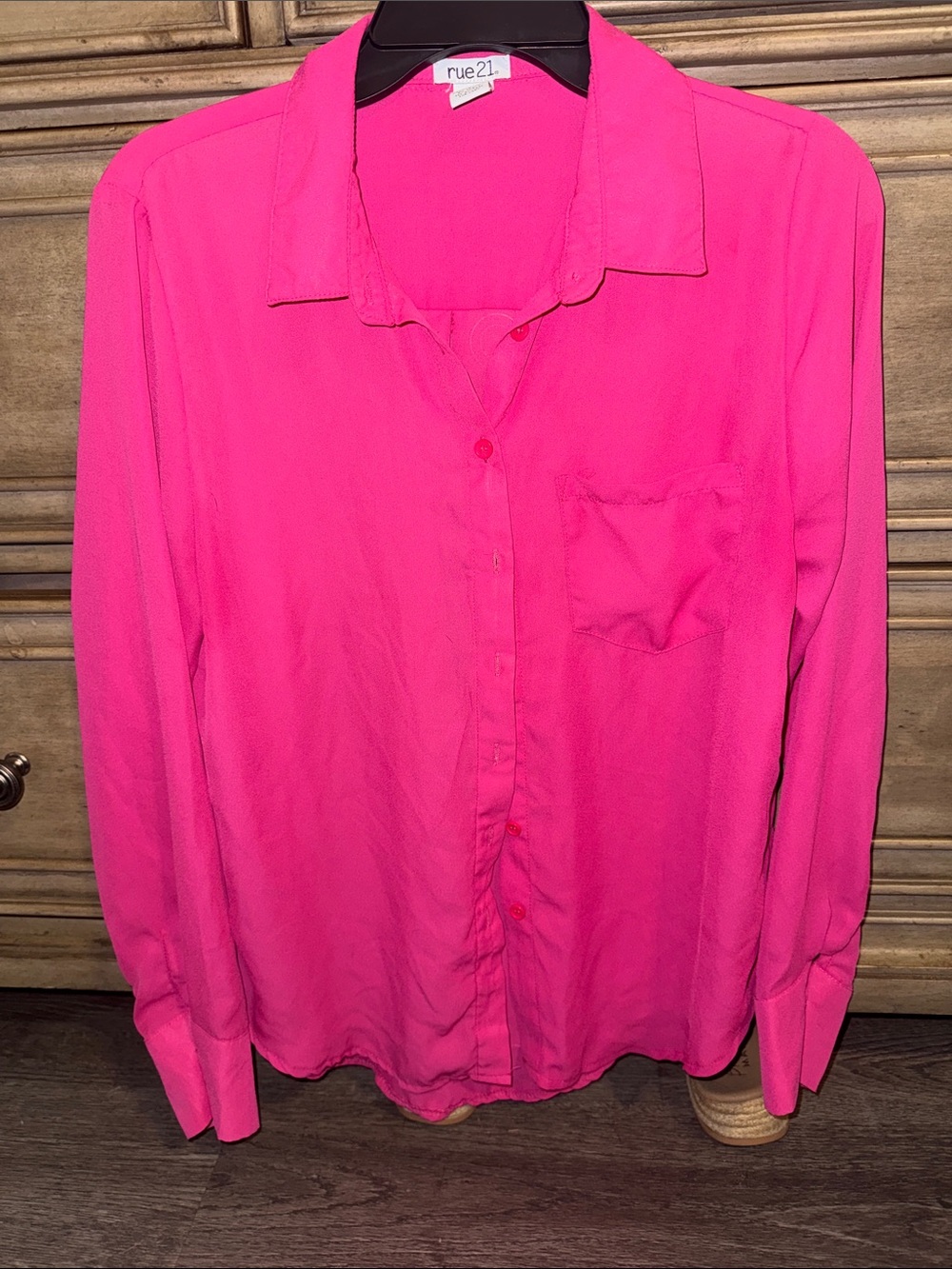 Rue21 Hot Pink Button-Down Collared Shirt